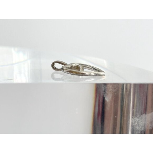 Heart Shaped CZ Accented Tiny Sterling Silver 925 Vintage Pendant | Charm - Picture 5 of 12